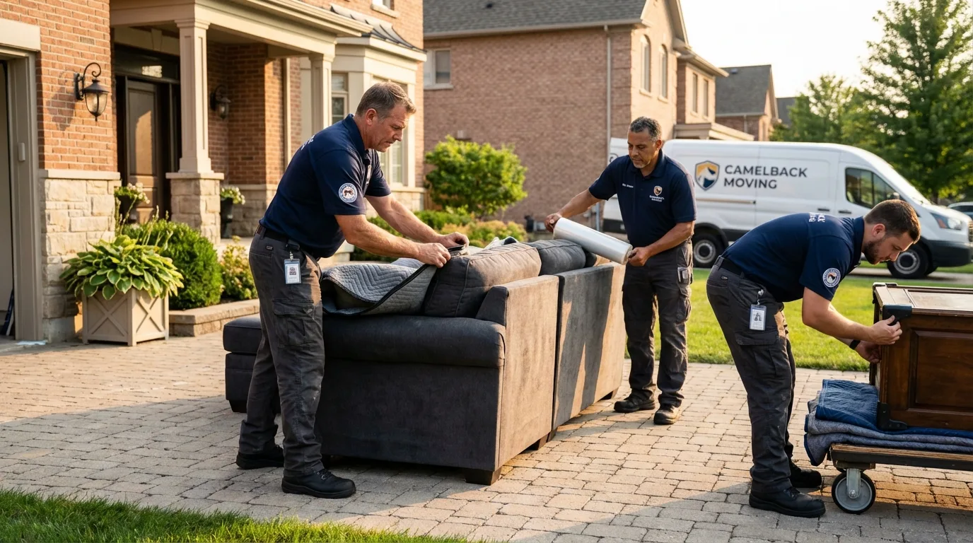 Large estate moving crew wrapping furniture in California, MD